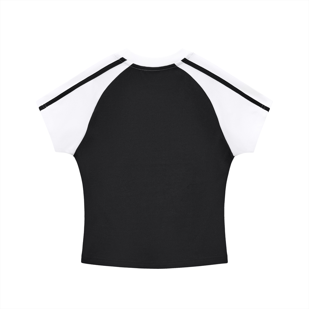 Contrast Stripes Bodycon Raglan  Sleeve T-Shirt ONEMORE