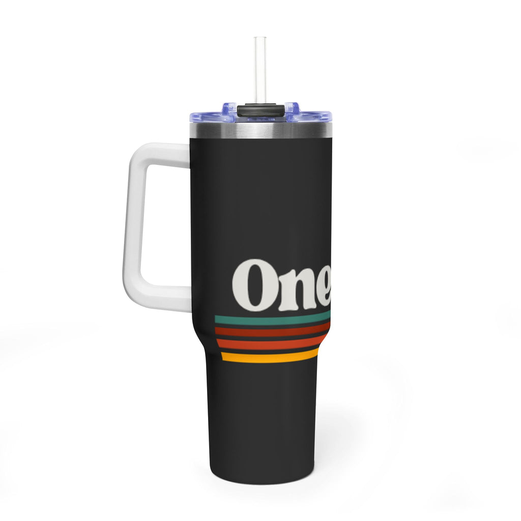 40oz Vacuum Tumbler – Retro 'One More' Stripes Insulated Travel Cup
