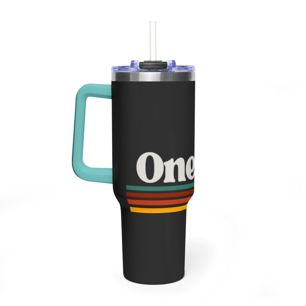 40oz Vacuum Tumbler – Retro 'One More' Stripes Insulated Travel Cup