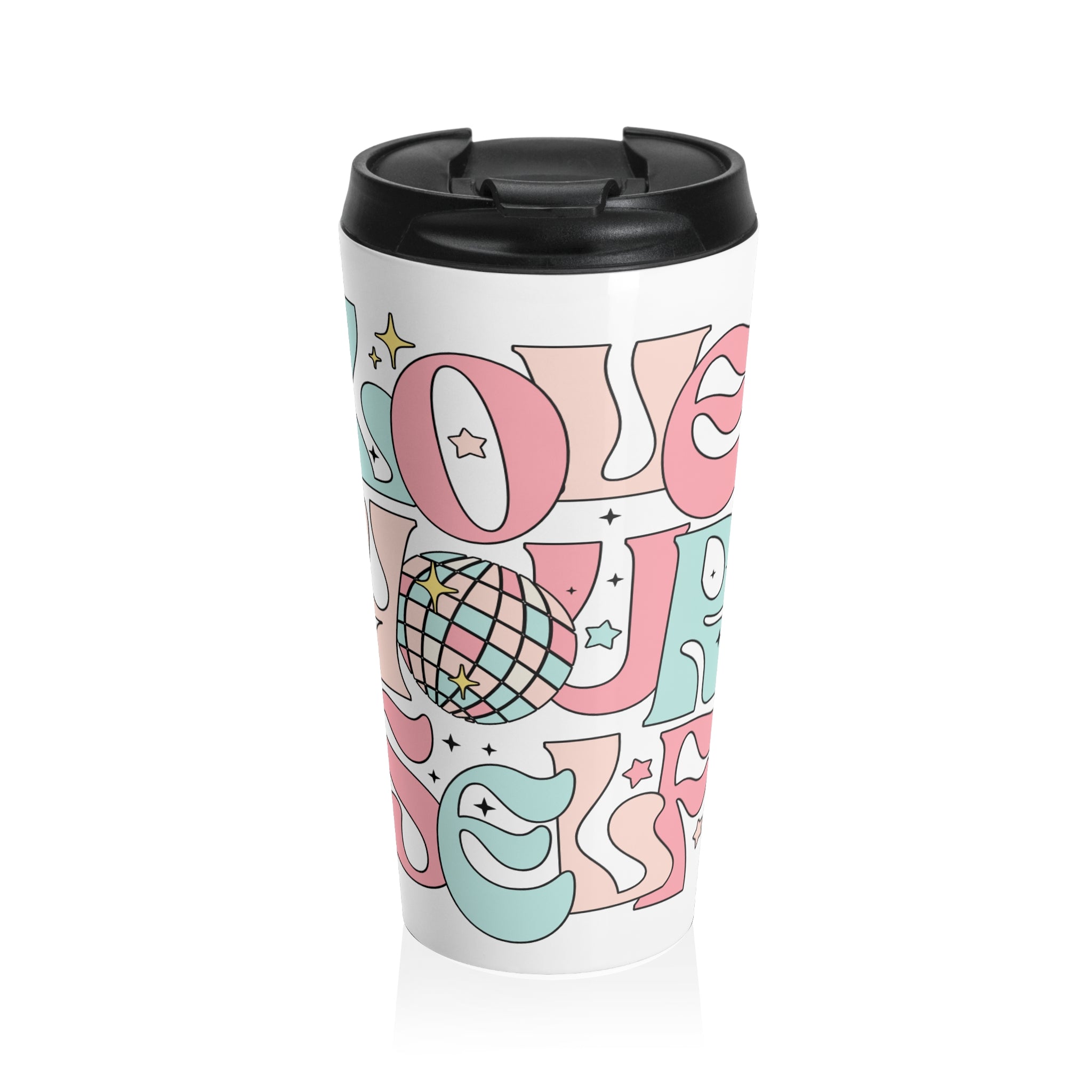 Groovy 'Love Your Vibes' Stainless Steel Travel Mug