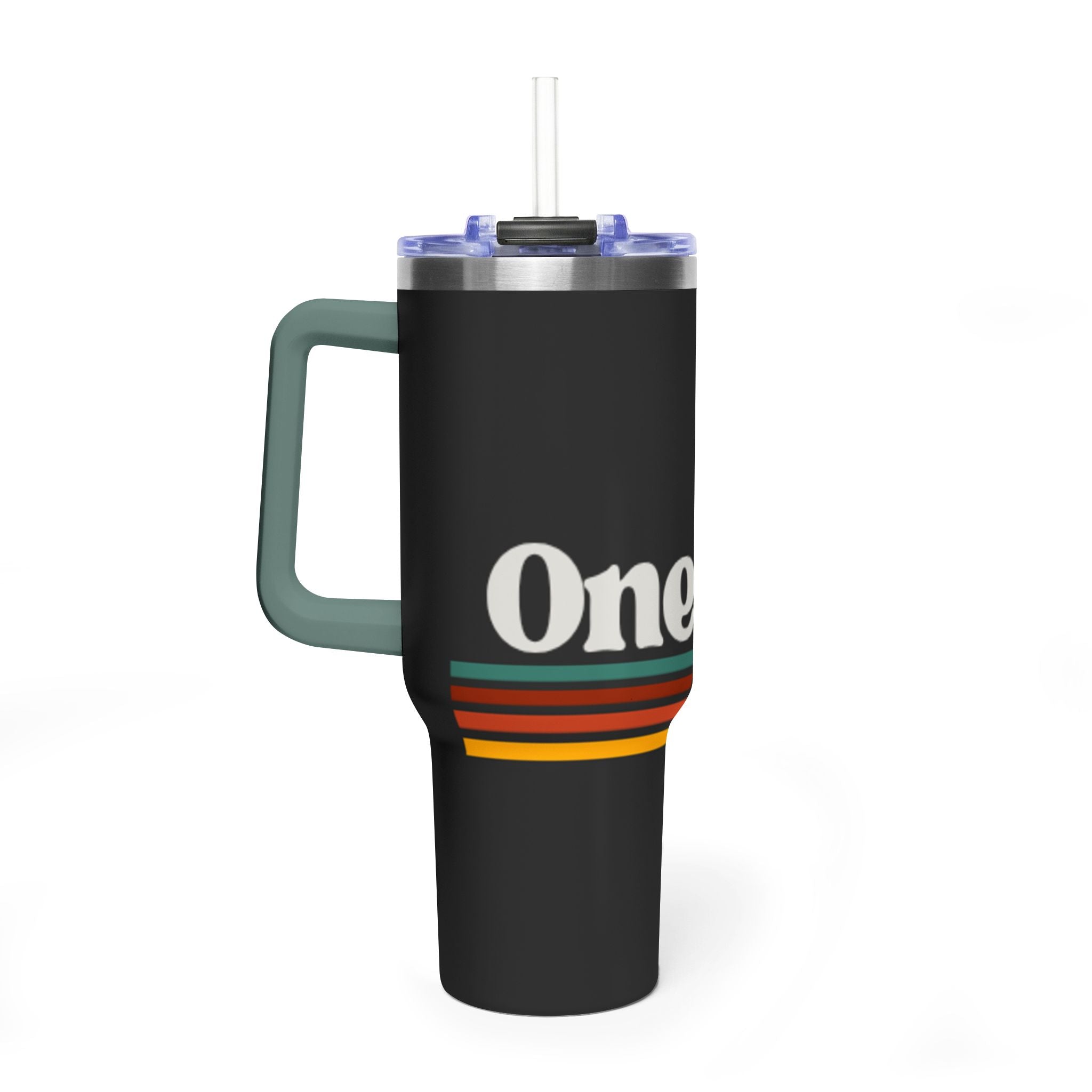 40oz Vacuum Tumbler – Retro 'One More' Stripes Insulated Travel Cup