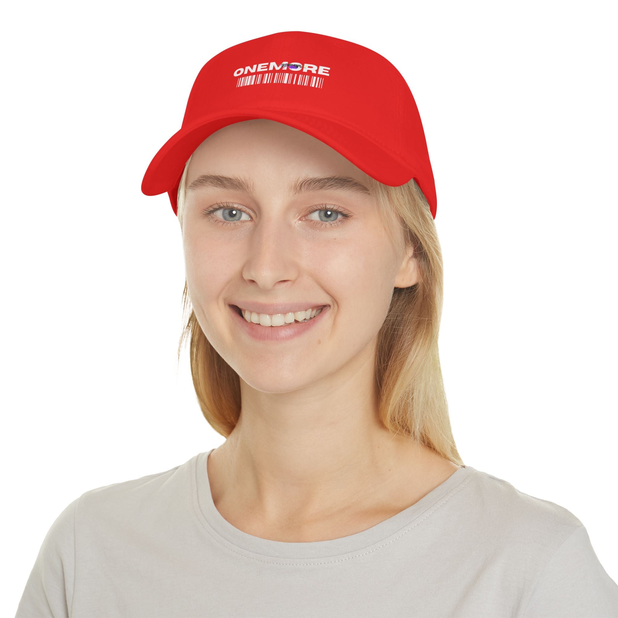 Stylish Red Low Profile Baseball Cap with 'ONEMORE' Design | Casual Accessory for Everyday Wear, Gift Idea, Sports, Outdoor Activities