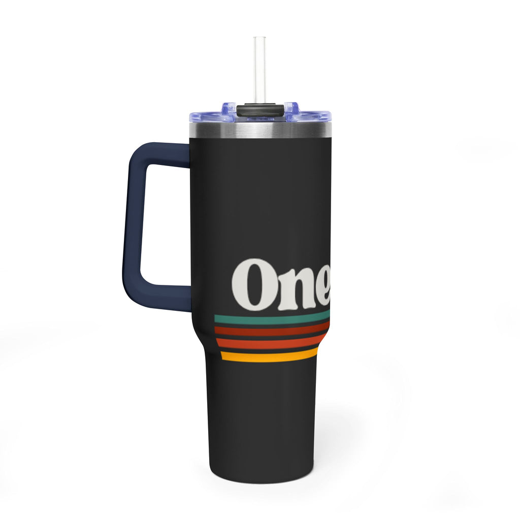 40oz Vacuum Tumbler – Retro 'One More' Stripes Insulated Travel Cup