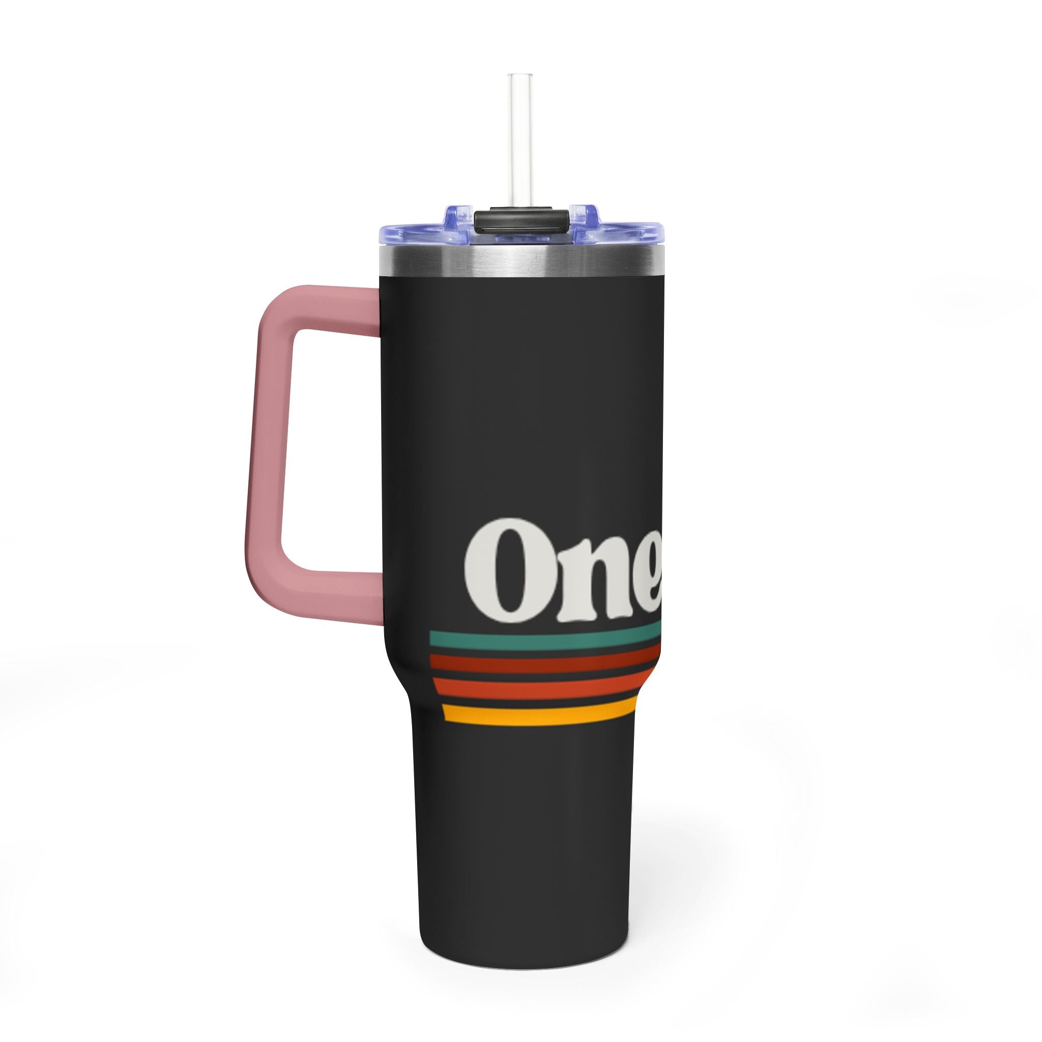 40oz Vacuum Tumbler – Retro 'One More' Stripes Insulated Travel Cup