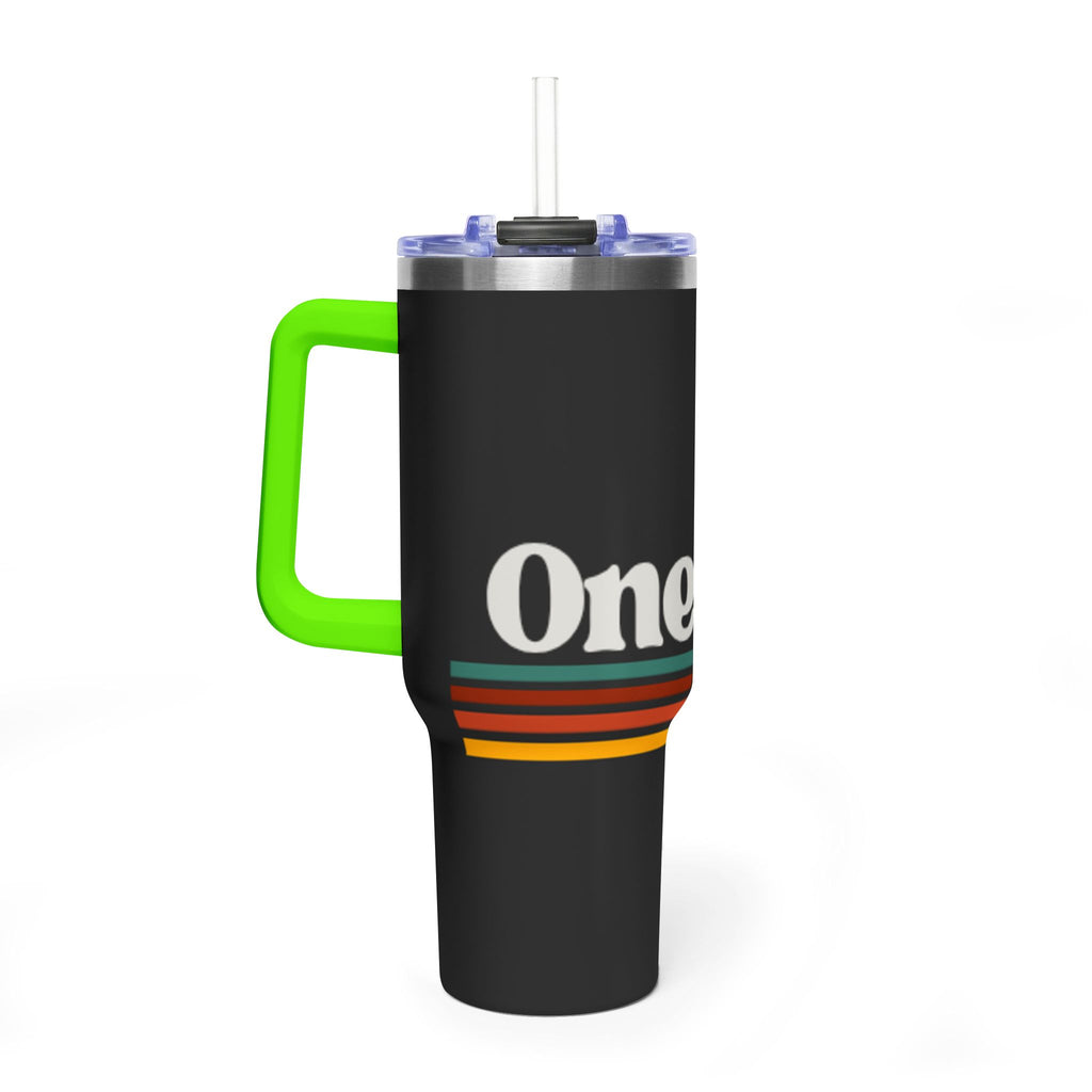 40oz Vacuum Tumbler – Retro 'One More' Stripes Insulated Travel Cup