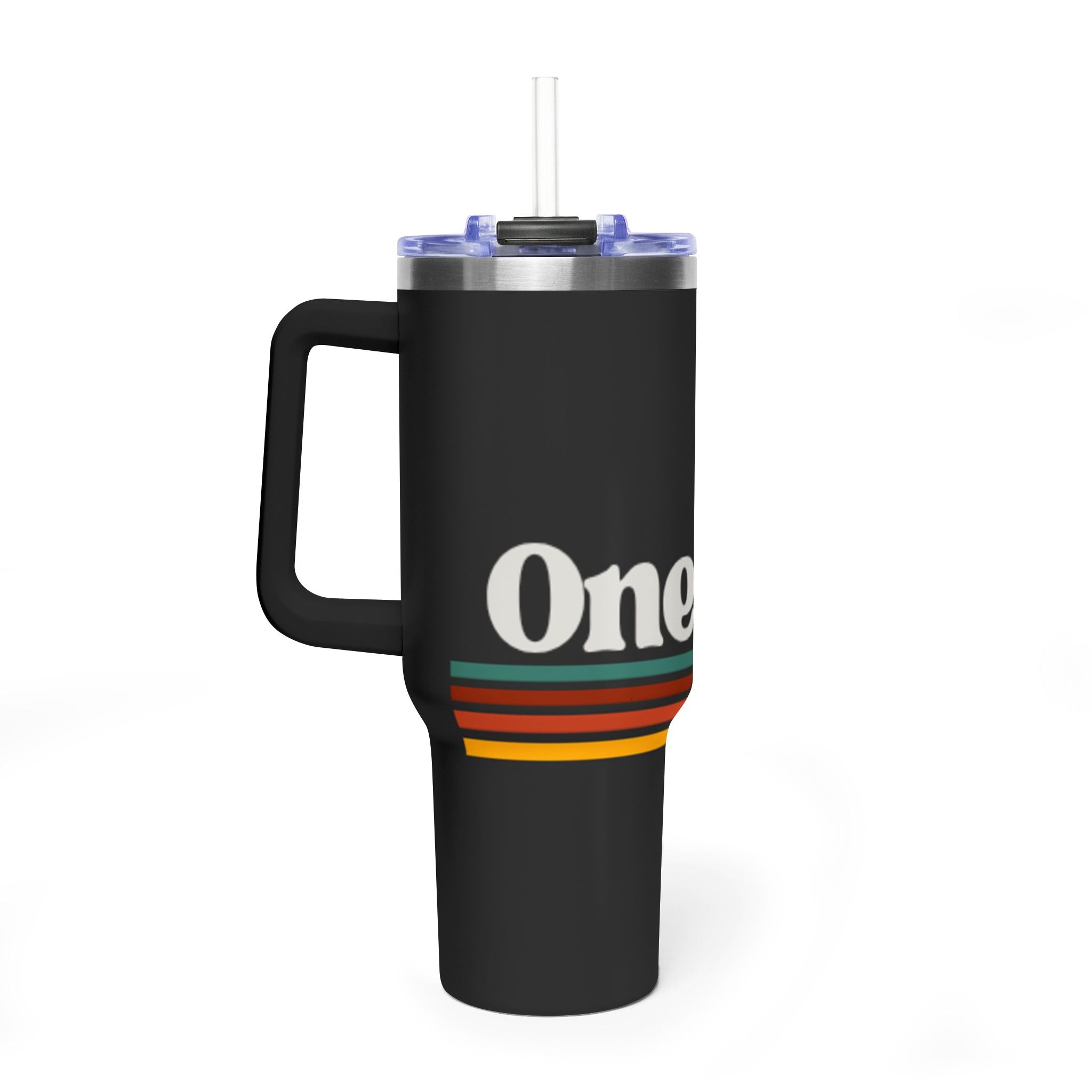 40oz Vacuum Tumbler – Retro 'One More' Stripes Insulated Travel Cup