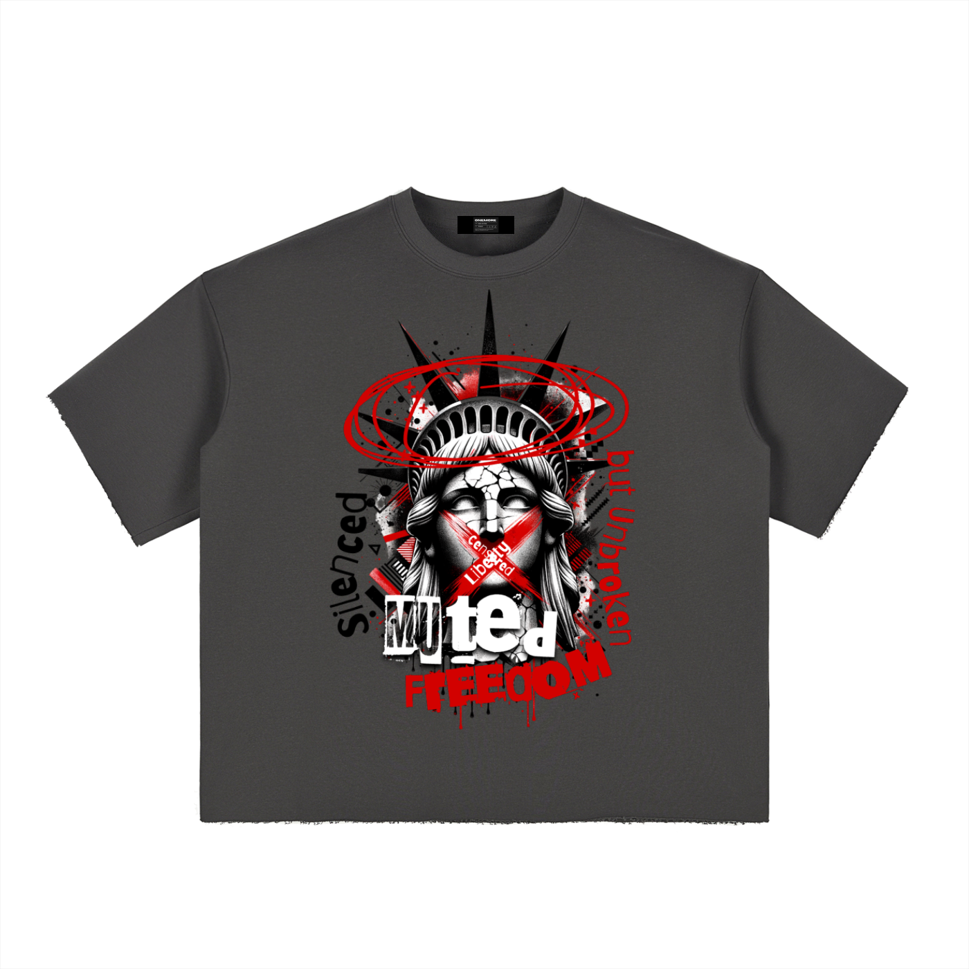 Boxy Half-Sleeve Raw-Edge T-Shirt ONEMORE