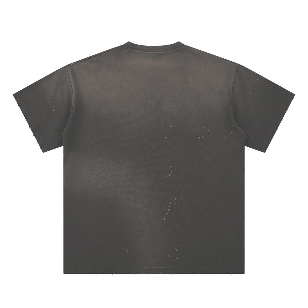 Hand-Frayed Sunfade Paint Splatter T-Shirt ONEMORE