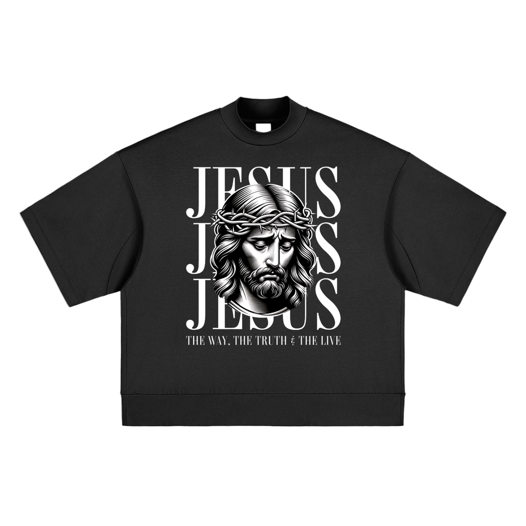 Heavyweight Oversized Mock Neck T-shirt Jesus