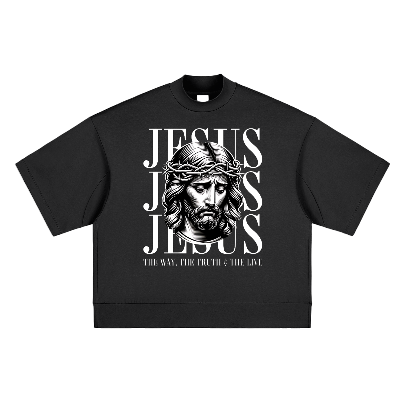 Heavyweight Oversized Mock Neck T-shirt Jesus