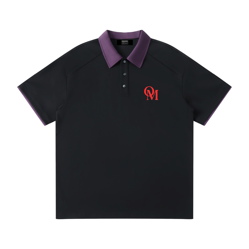 Contrast Collar Raglan Polo Shirt ONEMORE