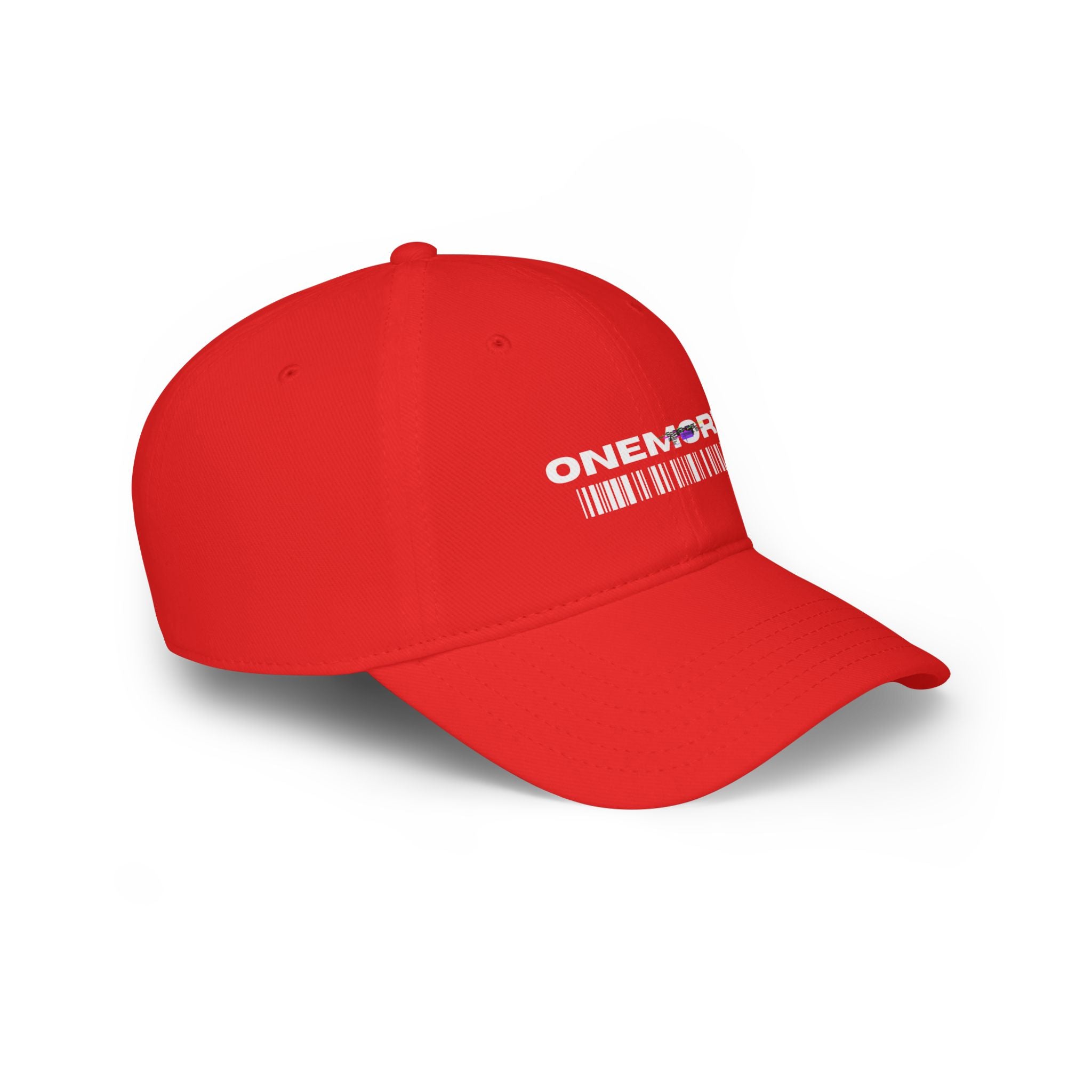 Stylish Red Low Profile Baseball Cap with 'ONEMORE' Design | Casual Accessory for Everyday Wear, Gift Idea, Sports, Outdoor Activities