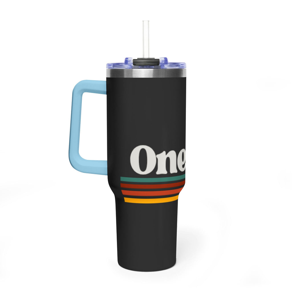 40oz Vacuum Tumbler – Retro 'One More' Stripes Insulated Travel Cup