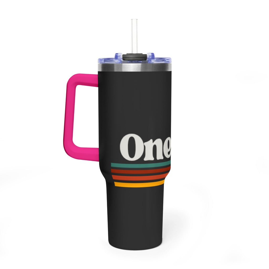 40oz Vacuum Tumbler – Retro 'One More' Stripes Insulated Travel Cup