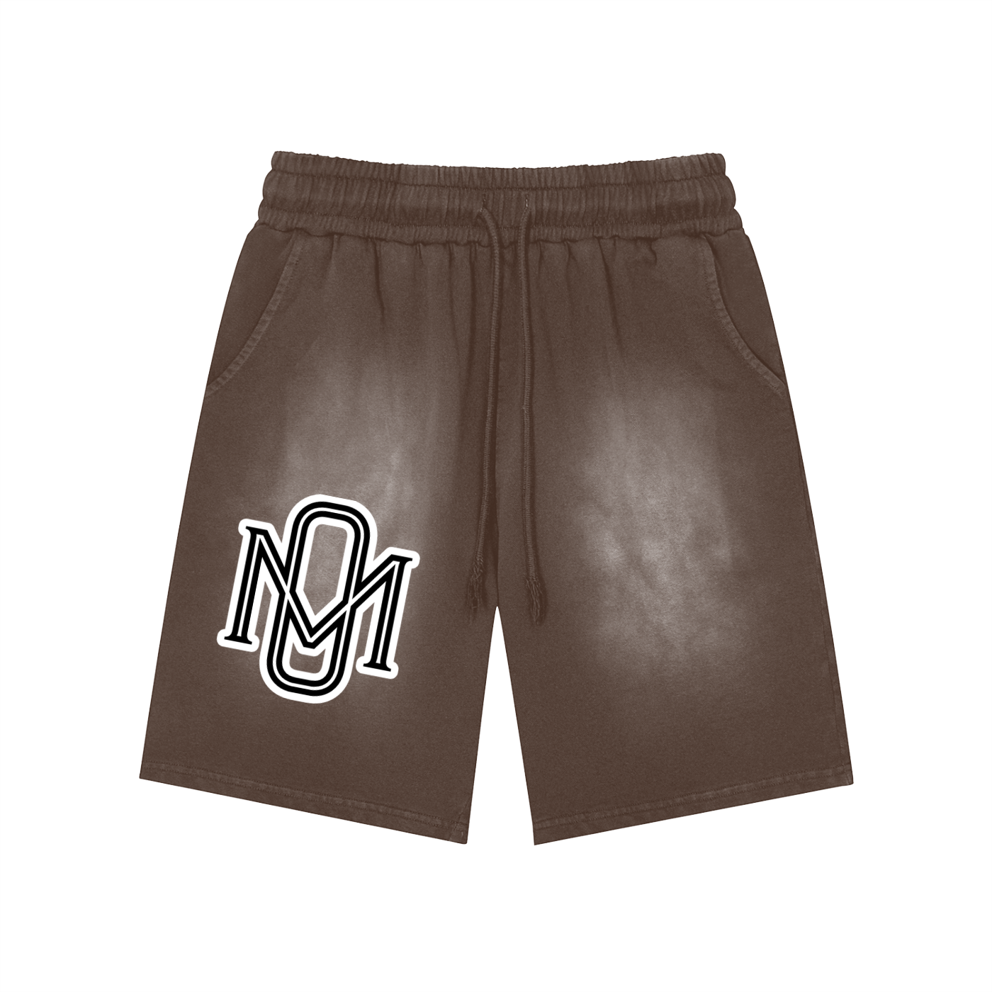 Rectangle Patch Monkey Washed Shorts