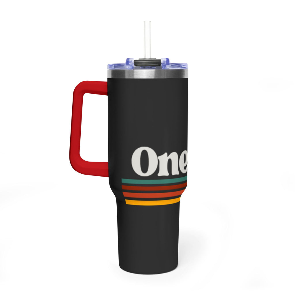 40oz Vacuum Tumbler – Retro 'One More' Stripes Insulated Travel Cup