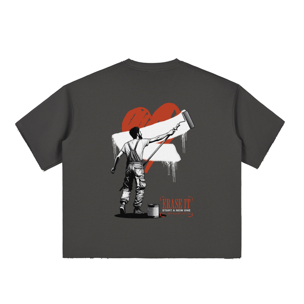 Boxy Half-Sleeve Raw-Edge T-Shirt ONEMORE