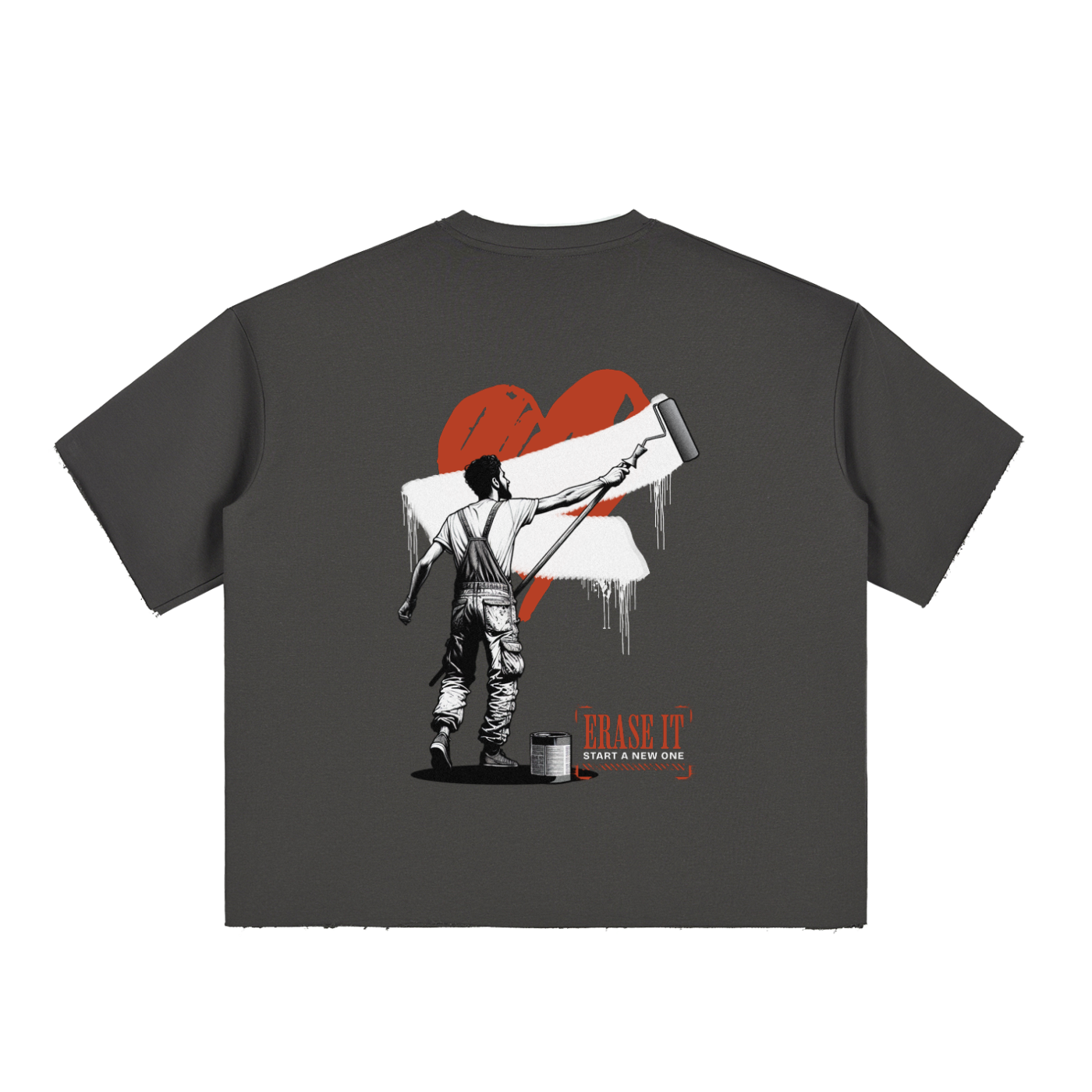 Boxy Half-Sleeve Raw-Edge T-Shirt ONEMORE