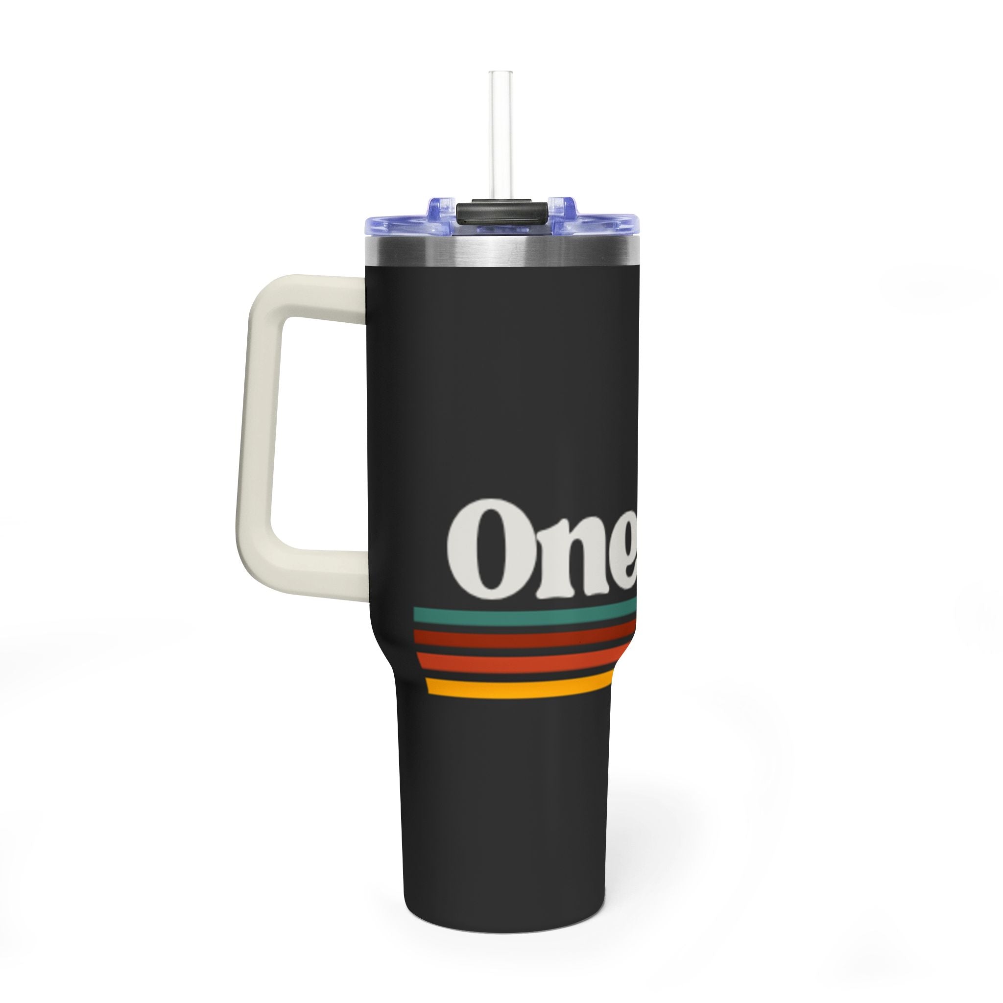 40oz Vacuum Tumbler – Retro 'One More' Stripes Insulated Travel Cup