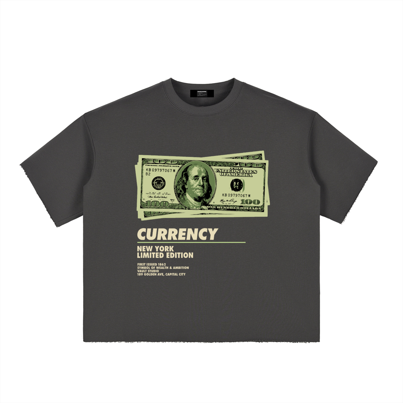 Boxy Half-Sleeve Raw-Edge T-Shirt ONEMORE