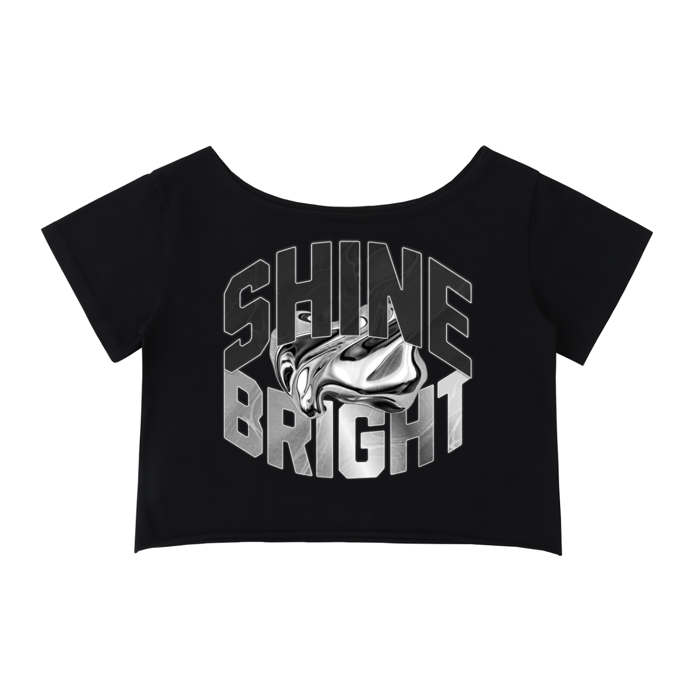 Off-Shoulder Rolled Hem Cotton T-Shirt