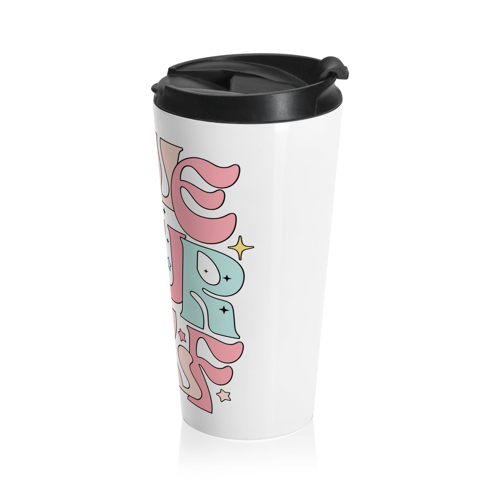 Groovy 'Love Your Vibes' Stainless Steel Travel Mug