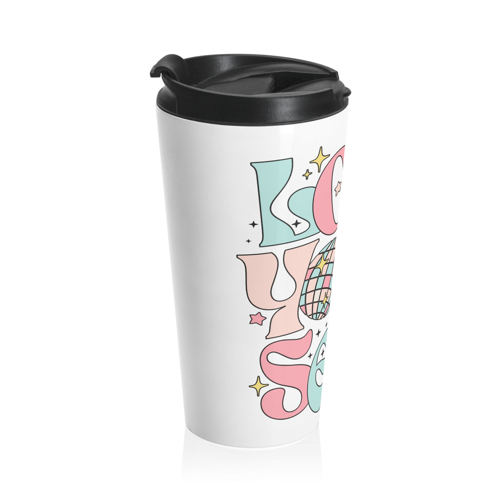 Groovy 'Love Your Vibes' Stainless Steel Travel Mug