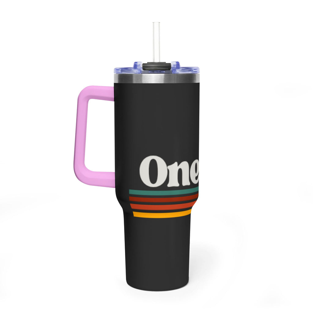 40oz Vacuum Tumbler – Retro 'One More' Stripes Insulated Travel Cup