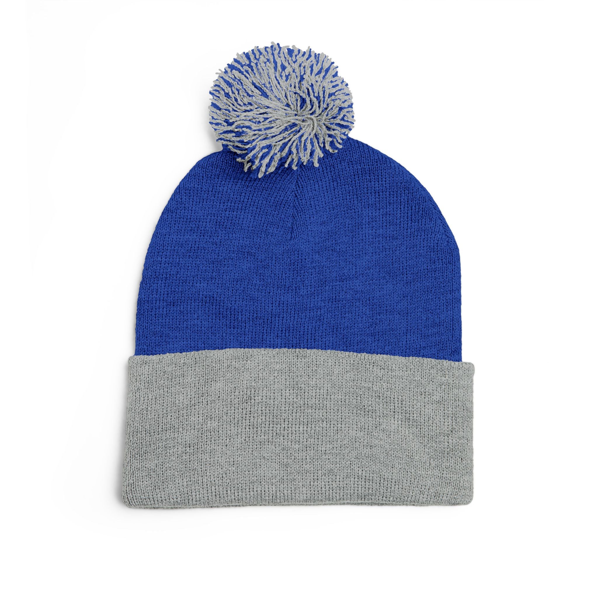 Pom-Pom Knit Cap — Embroidered "One More" Stripe Beanie