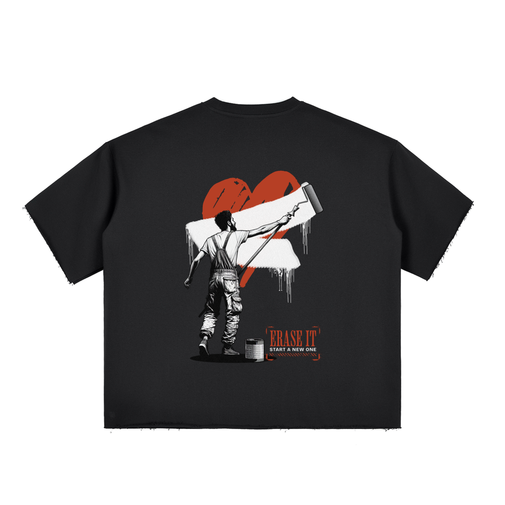 Boxy Half-Sleeve Raw-Edge T-Shirt ONEMORE