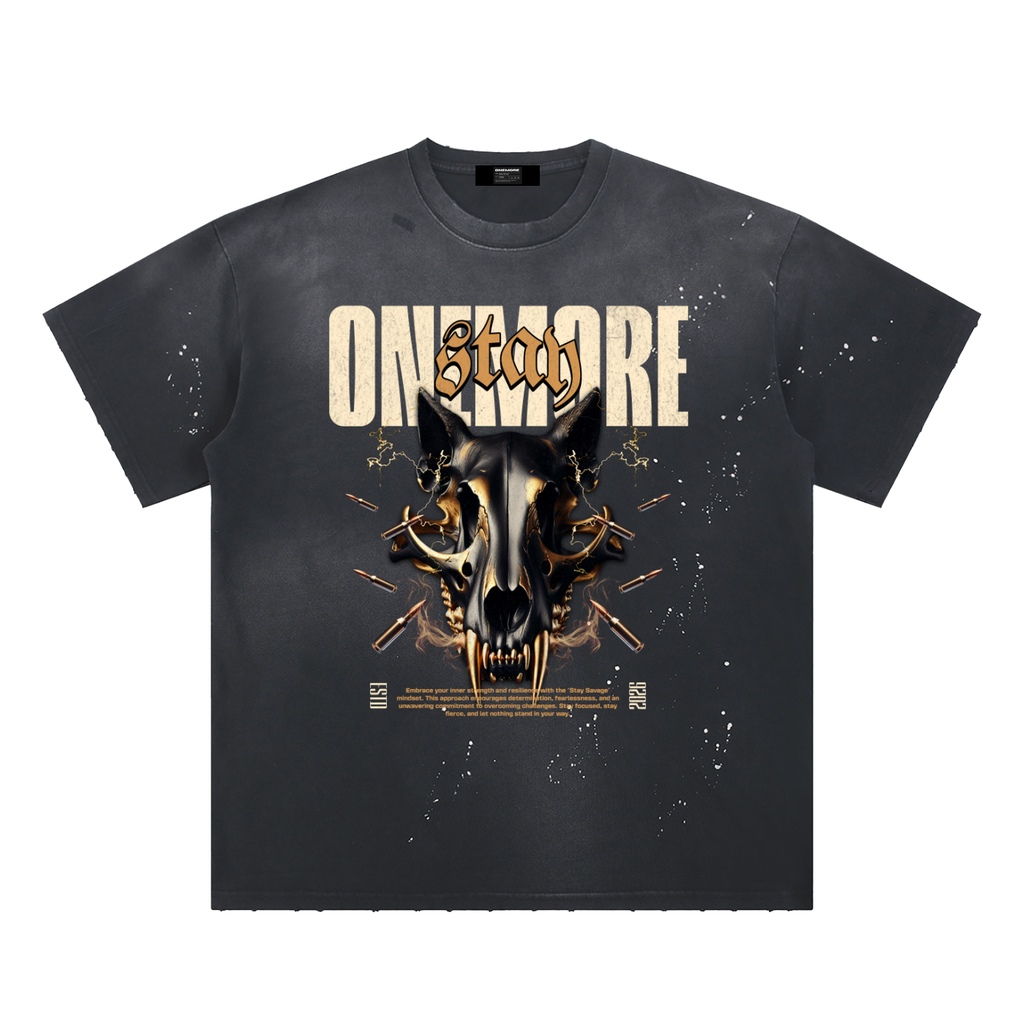 Hand-Frayed Sunfade Paint Splatter T-Shirt ONEMORE