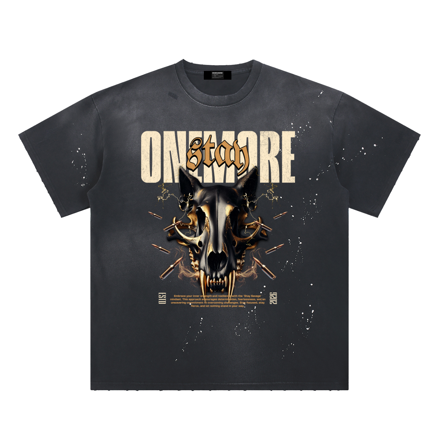 Hand-Frayed Sunfade Paint Splatter T-Shirt ONEMORE