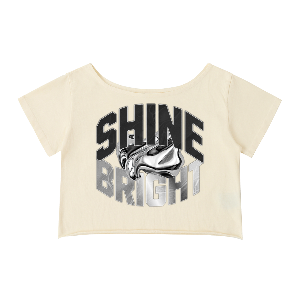 Off-Shoulder Rolled Hem Cotton T-Shirt