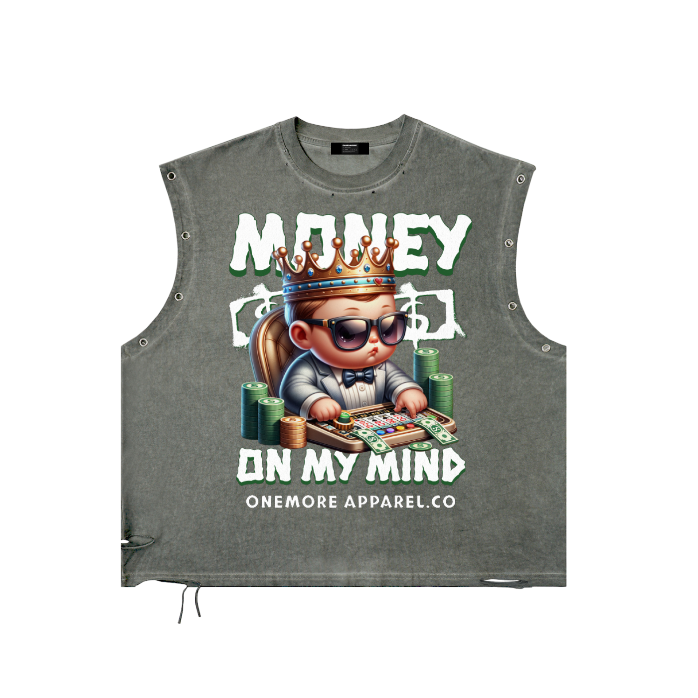 Distressed Grommet Eyelet Tank Top ONEMORE