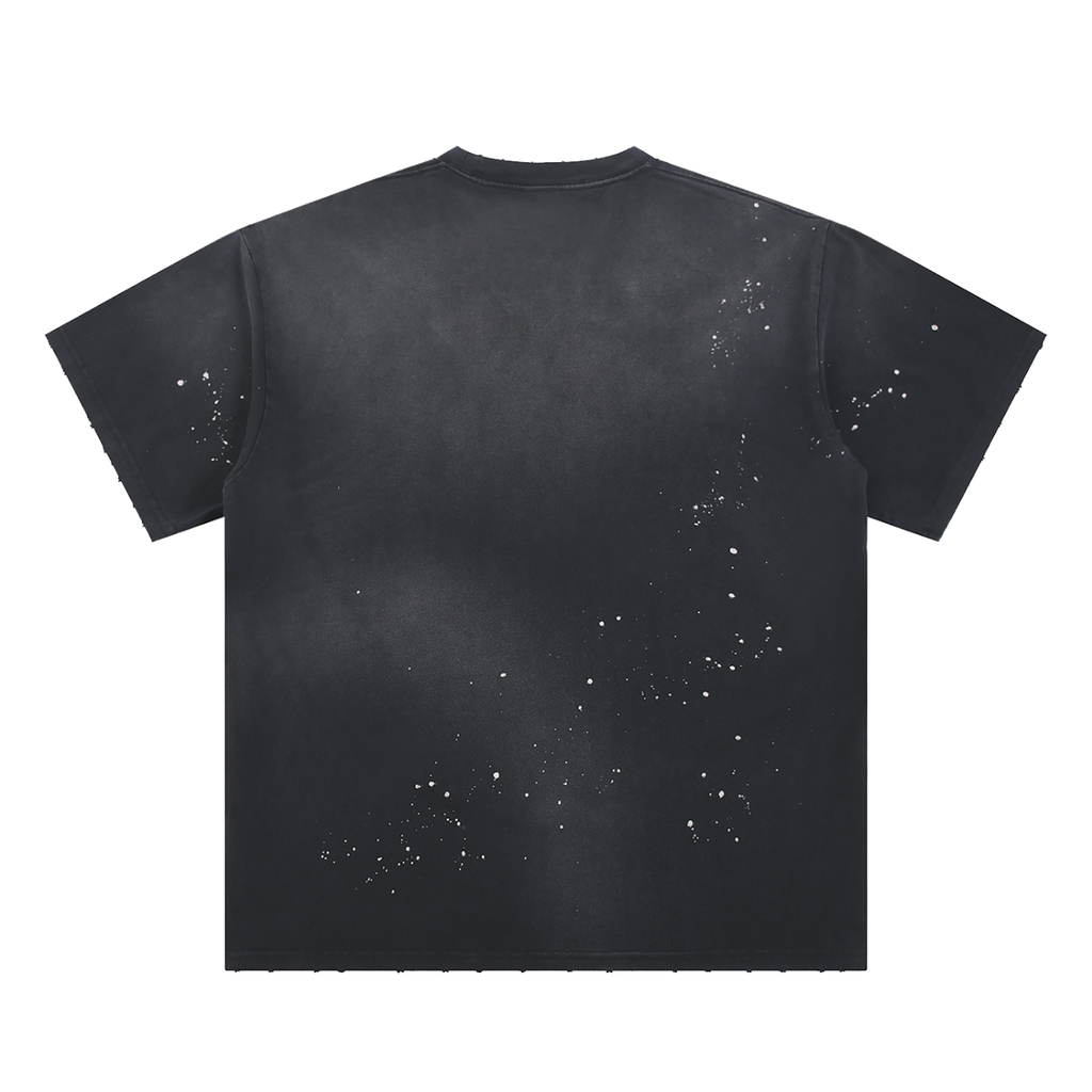 Hand-Frayed Sunfade Paint Splatter T-Shirt ONEMORE