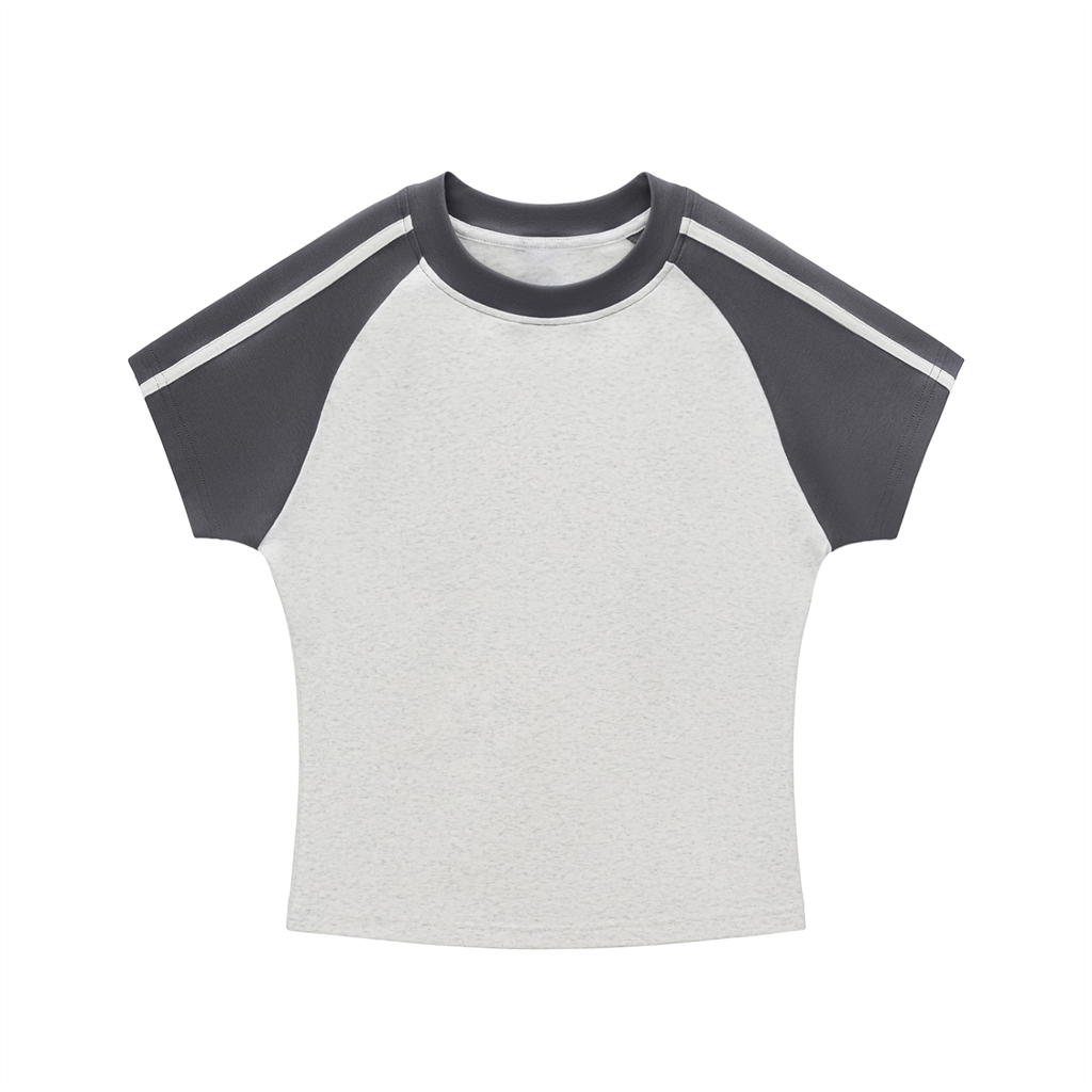 Contrast Stripes Bodycon Raglan  Sleeve T-Shirt ONEMORE