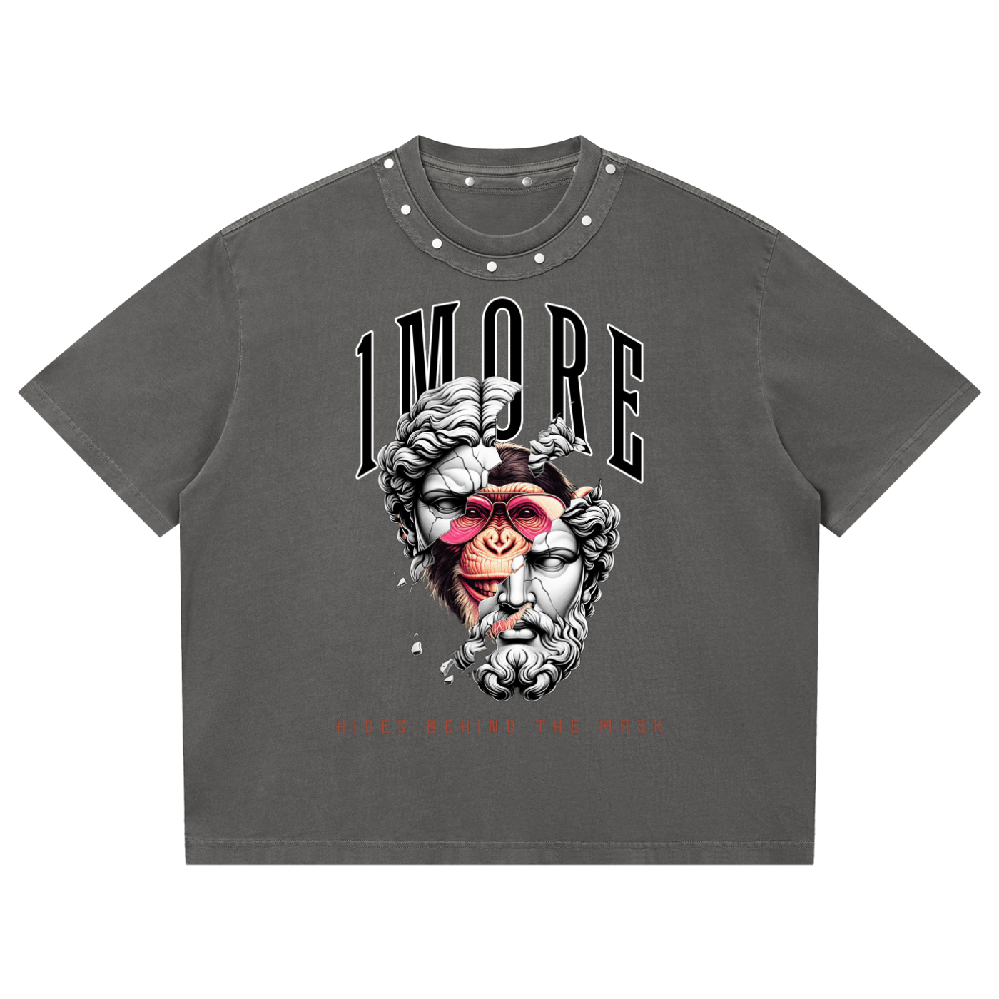 Washed Boxy Studded T-Shirt 1MORE