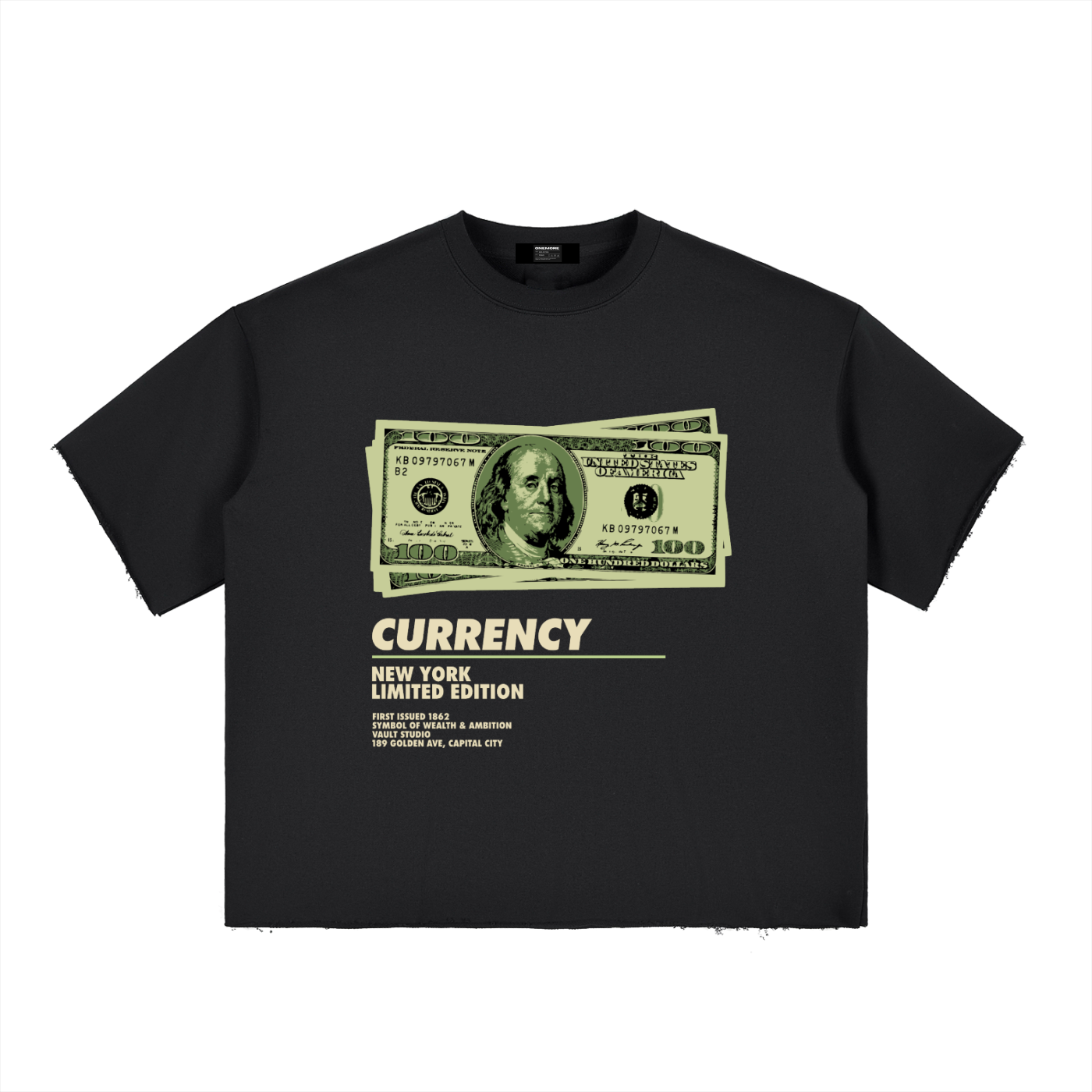 Boxy Half-Sleeve Raw-Edge T-Shirt ONEMORE