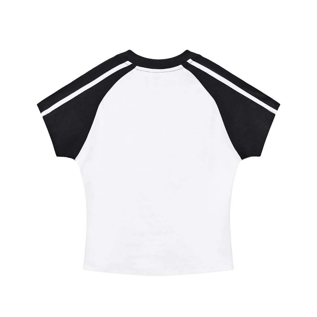 Contrast Stripes Bodycon Raglan  Sleeve T-Shirt ONEMORE