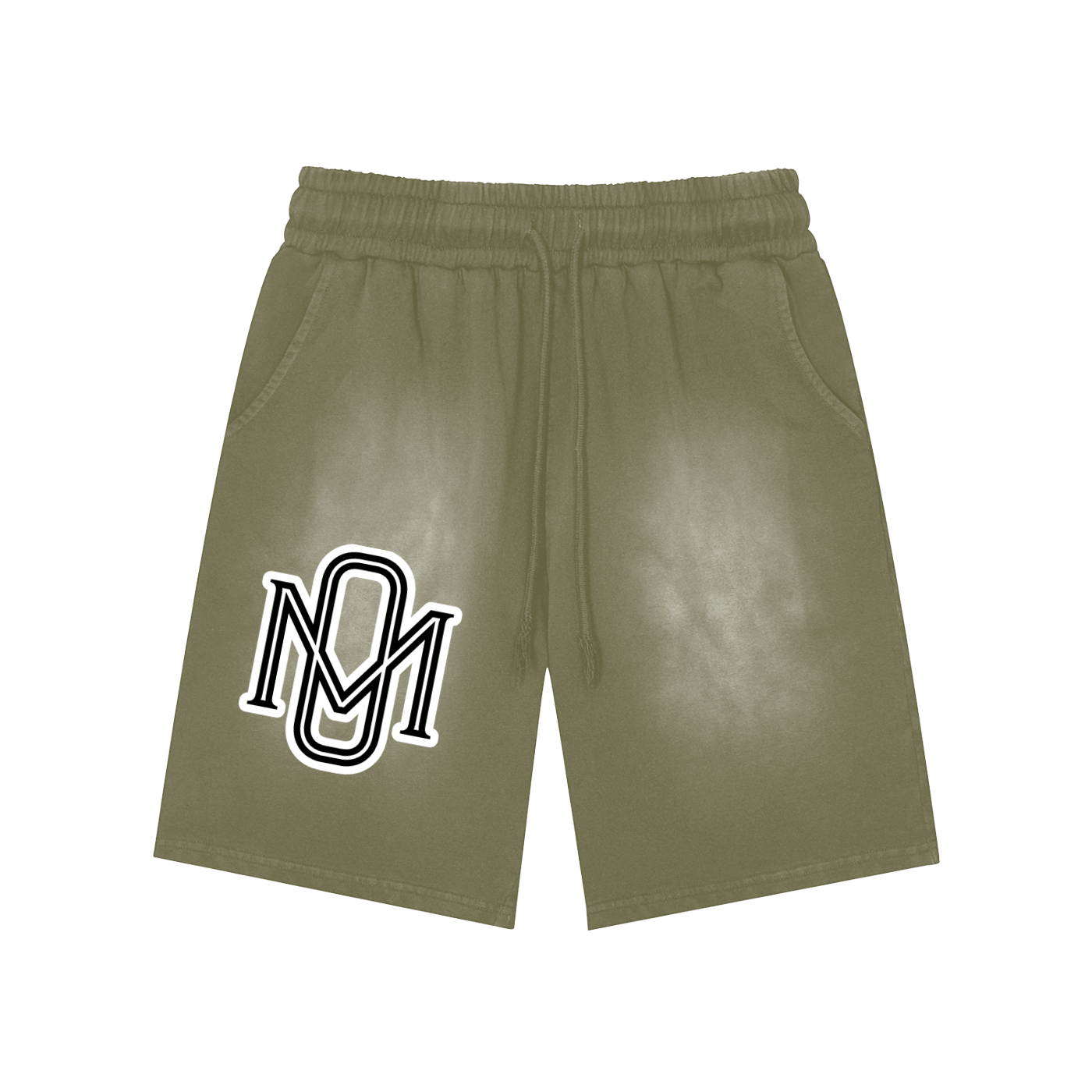 Rectangle Patch Monkey Washed Shorts