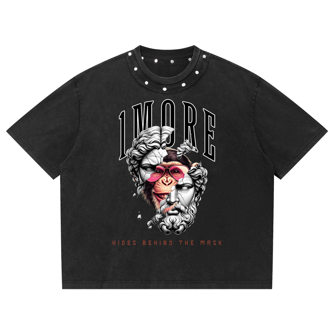 Washed Boxy Studded T-Shirt 1MORE