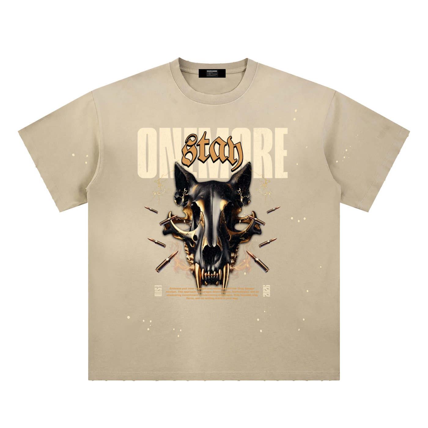 Hand-Frayed Sunfade Paint Splatter T-Shirt ONEMORE
