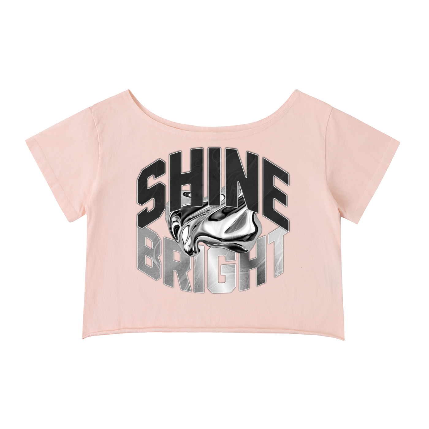 Off-Shoulder Rolled Hem Cotton T-Shirt